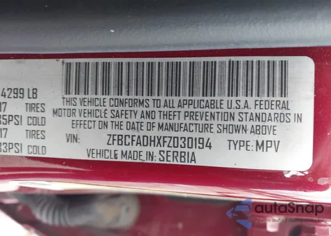 2015 Fiat 500L Trekking из США, поврежденный, VIN ZFBCFADHXFZ030194